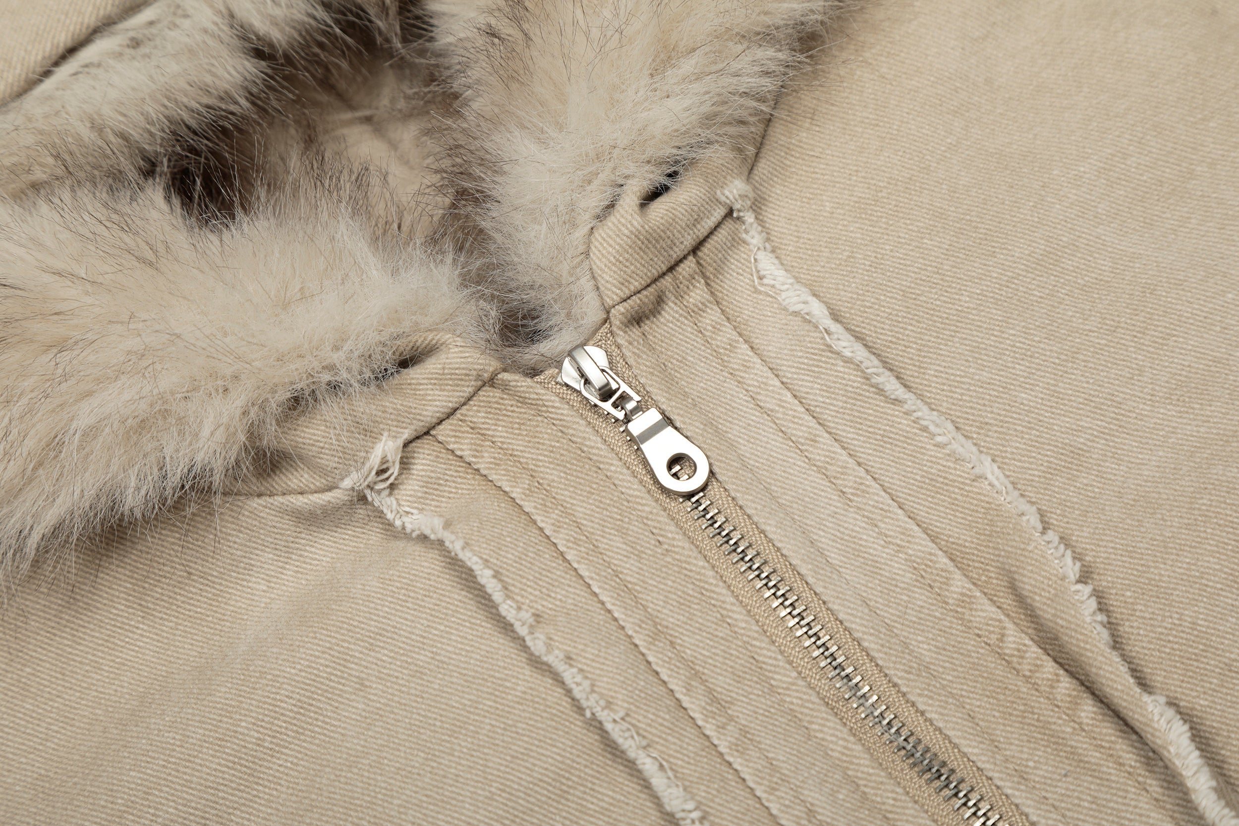 3-6-5.shop Washed Shearling-Lined Denim Hooded Jacket
