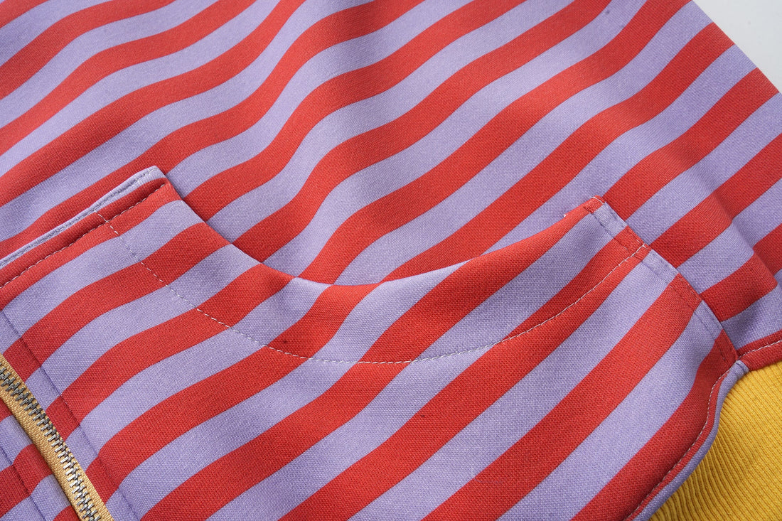 3-6-5.shop Striped Zip-Up Hoodie