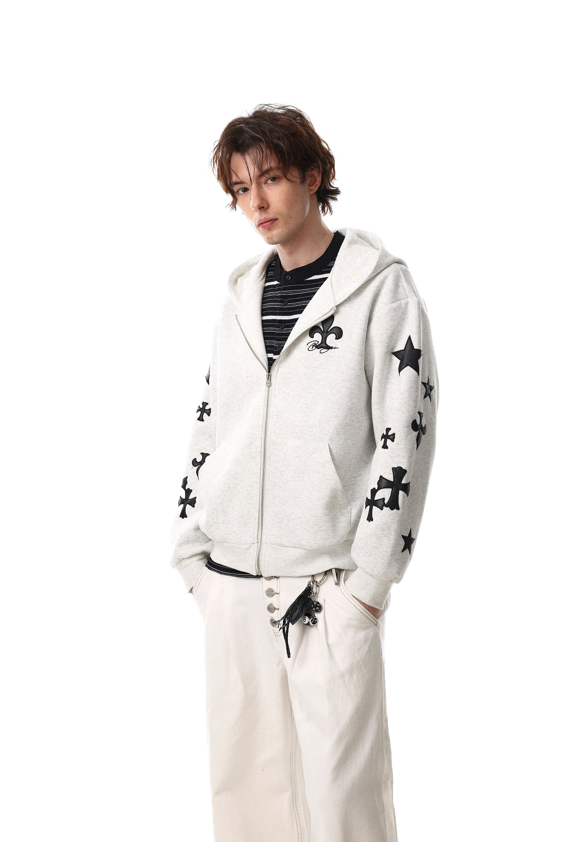 3-6-5.shop Cross Emblem Zip Hoodie