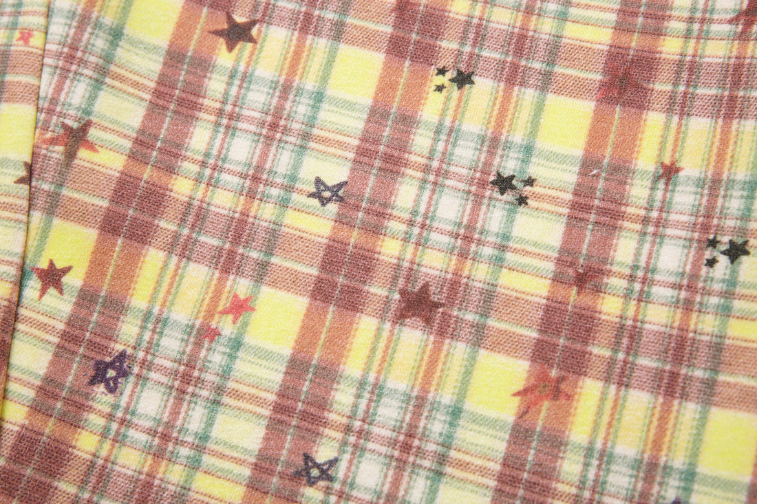 3-6-5.shop Yellow Plaid Bear Charm Pants