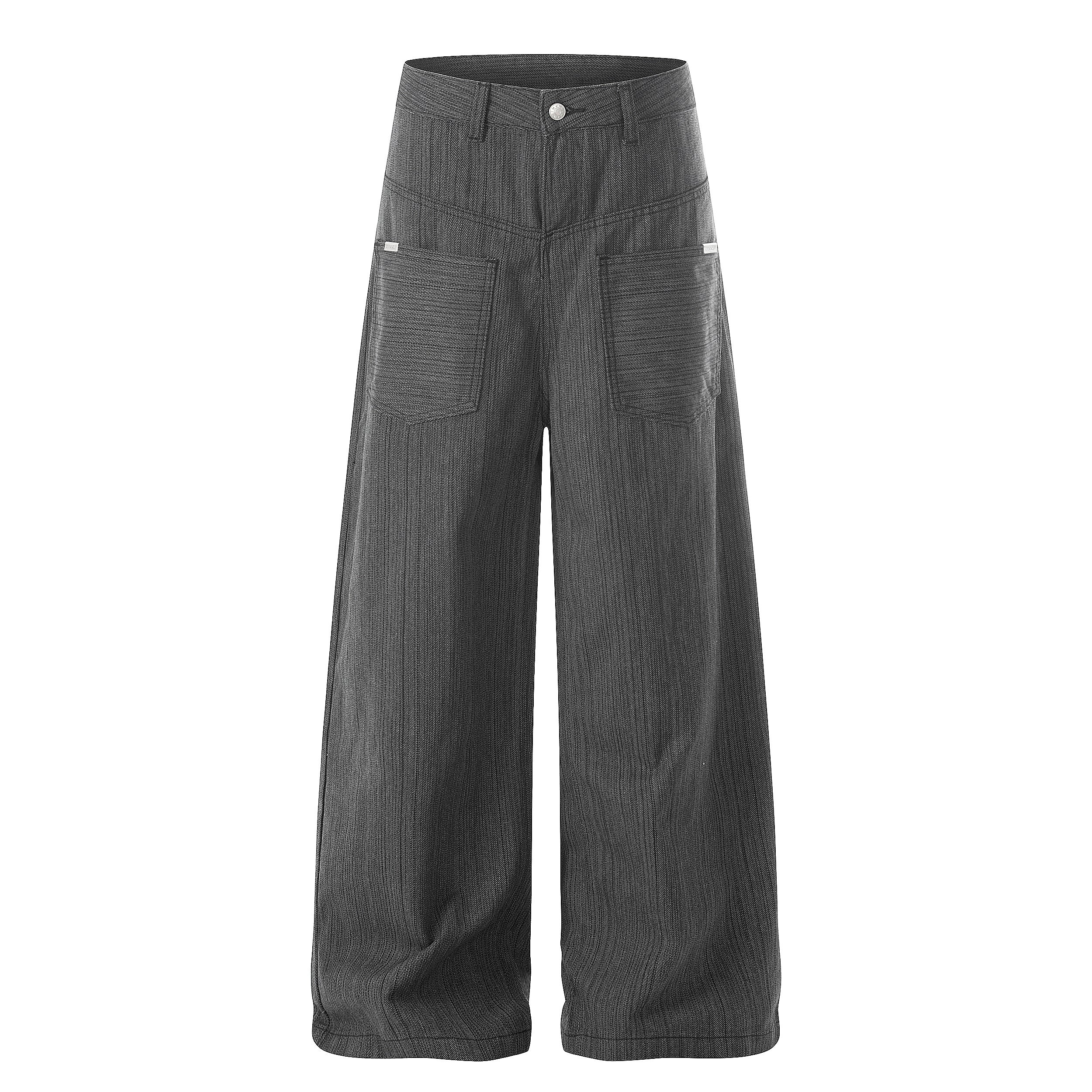 3-6-5.shop Textured Wide-Leg Utility Pants