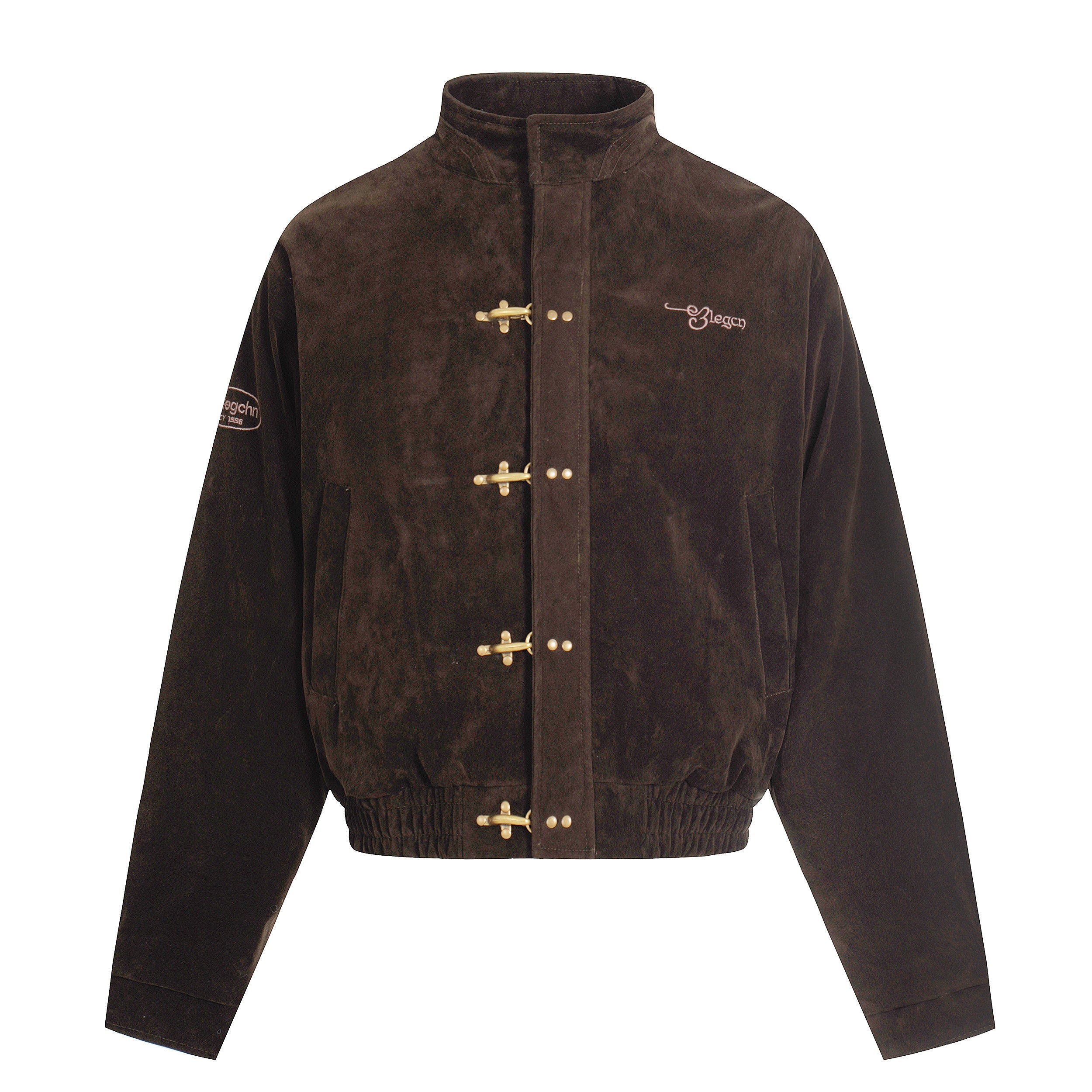 3-6-5.shop Embroidered Suede Metal Clasp Jacket