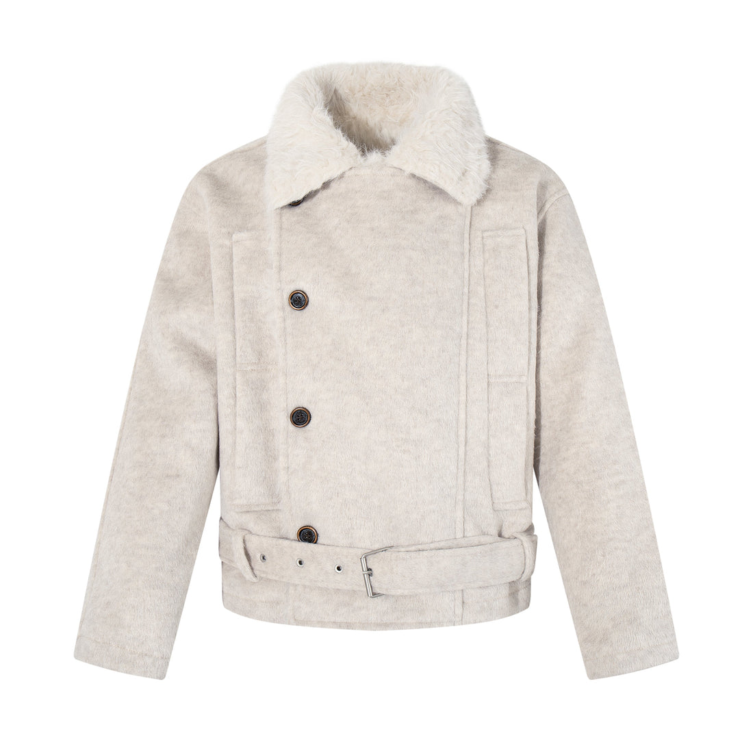 3-6-5.shop Fur-Collar Belted Jacket