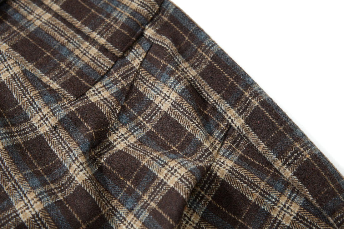 3-6-5.shop Vintage Check Wool-Blend Cargo Pants