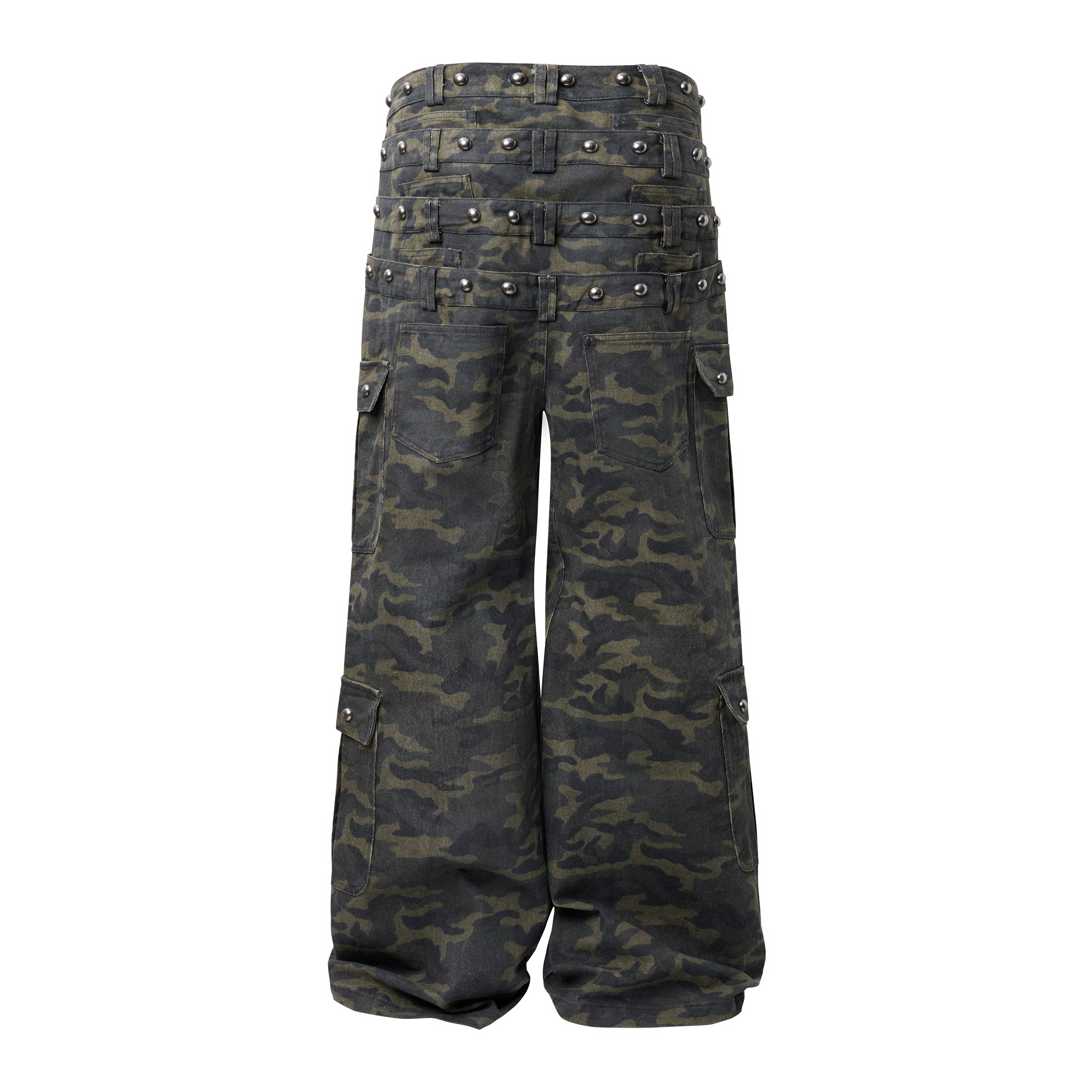 3-6-5.shop Camo Wide-Leg Cargo Pants