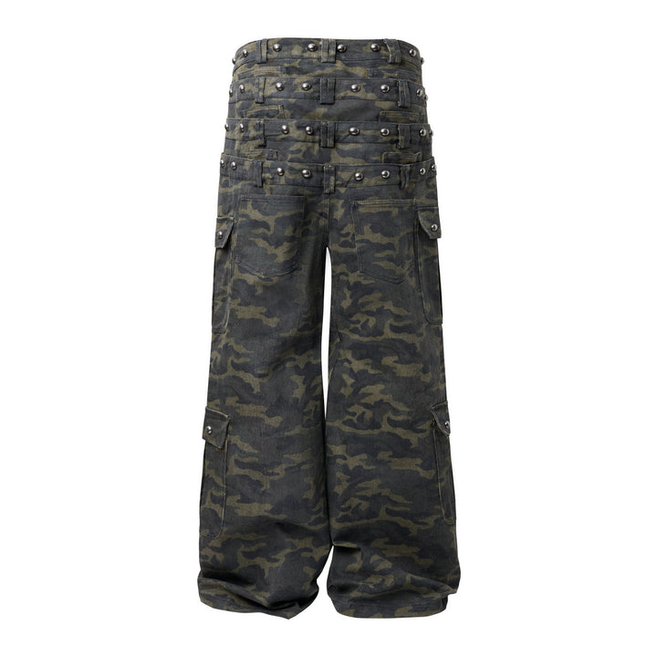 3-6-5.shop Camo Wide-Leg Cargo Pants