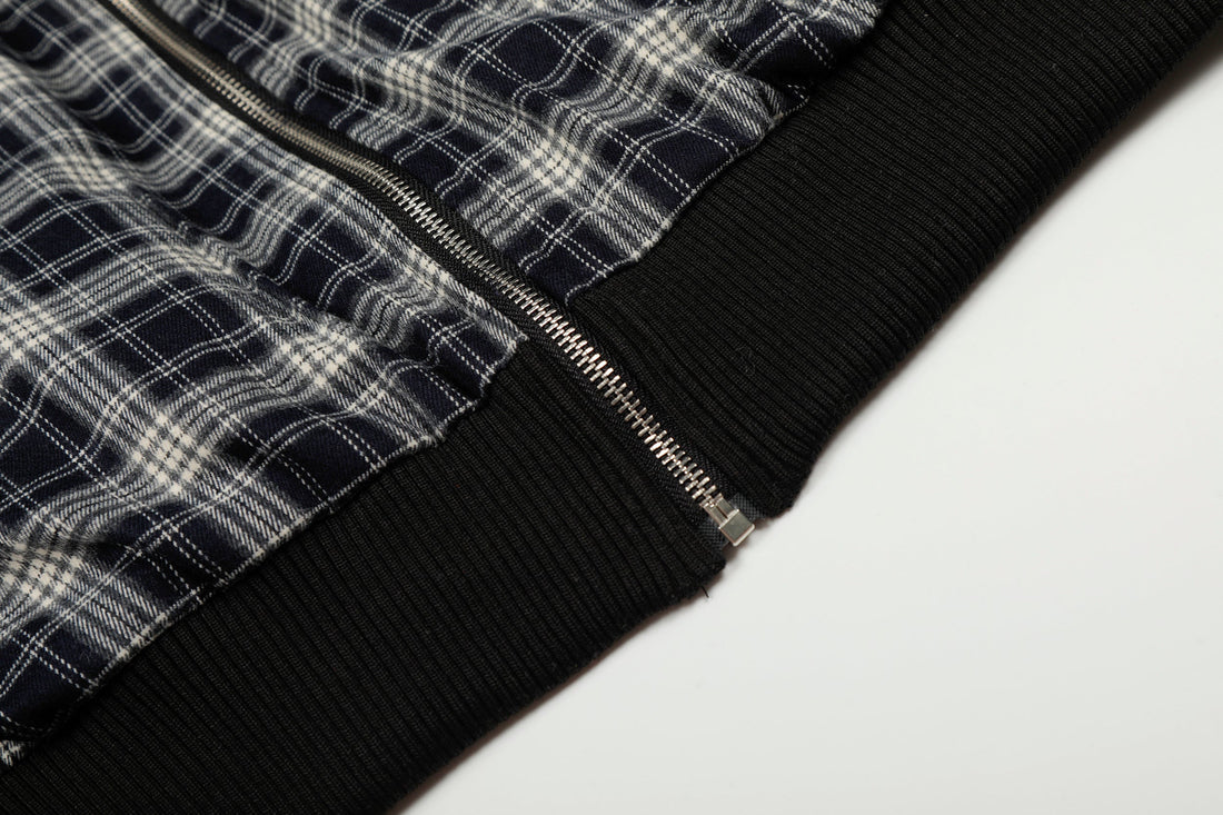 3-6-5.shop Plaid Hybrid Bomber Jacket