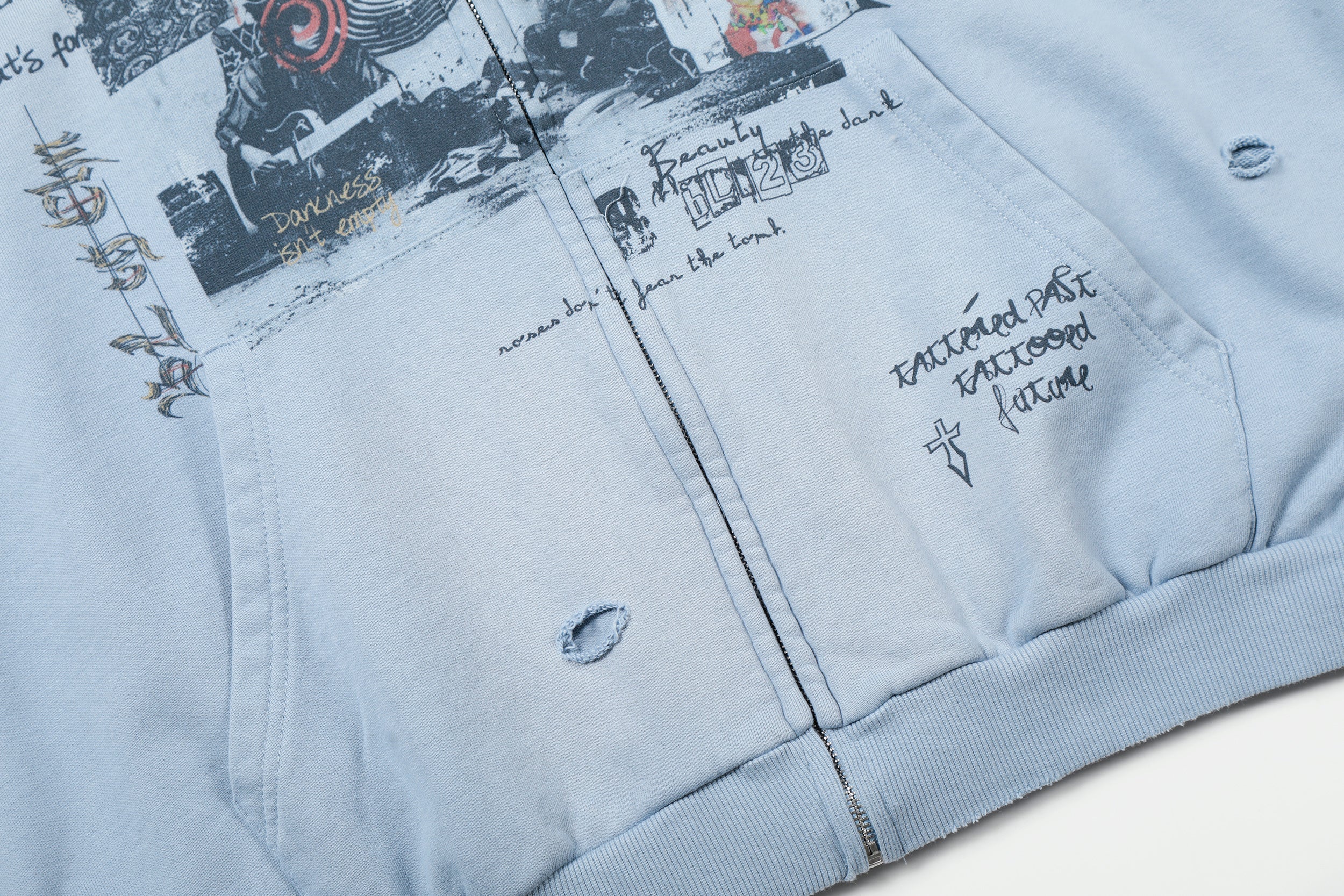 3-6-5.shop Collage Graphic Zip-Up Hoodie