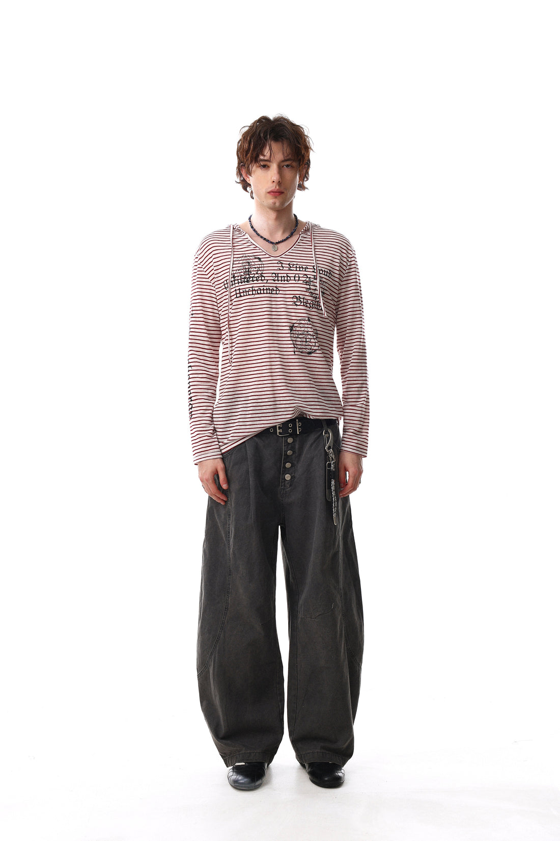3-6-5.shop Striped Graphic Hooded Long Sleeve Tee