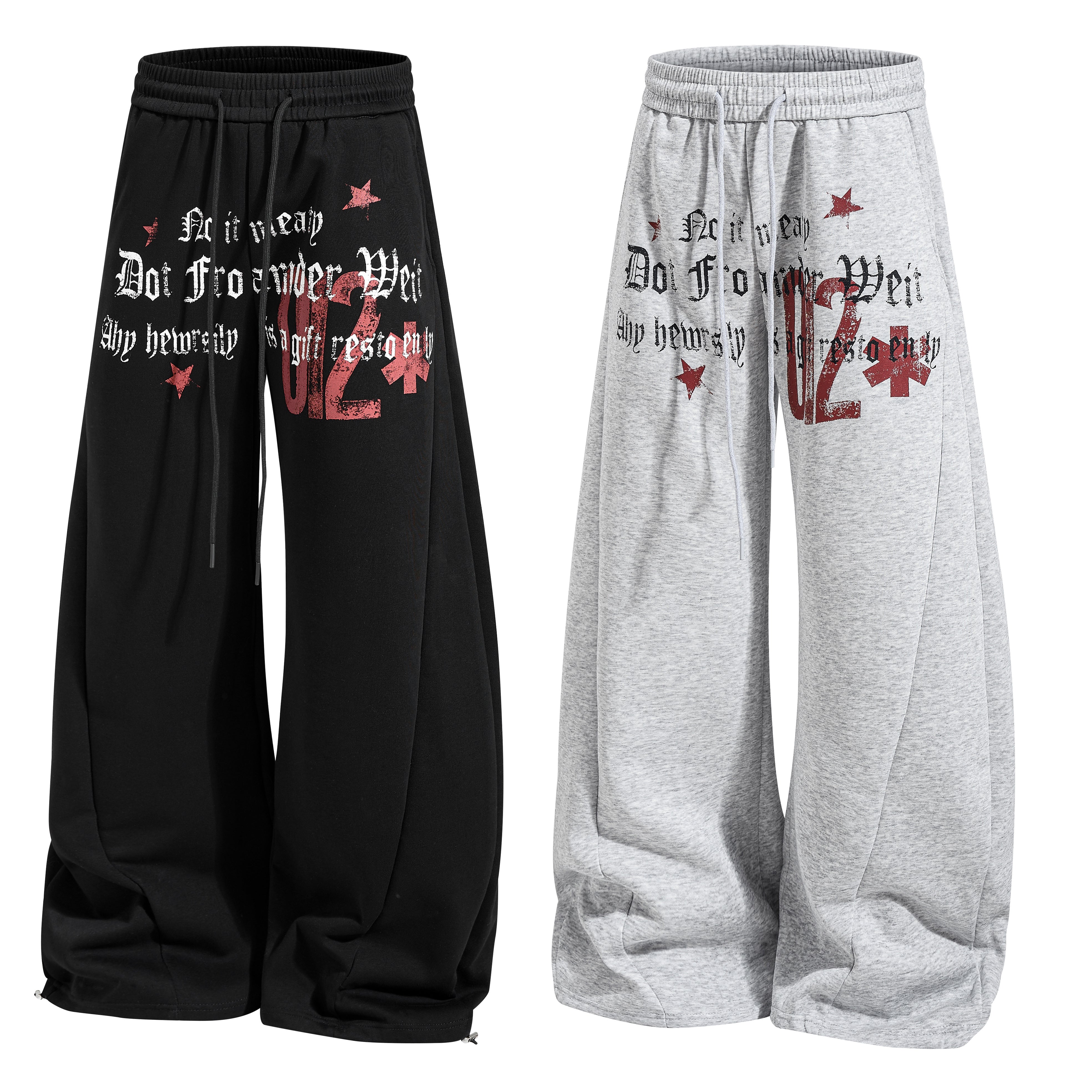 3-6-5.shop Vintage Star Wide-Leg Sweatpants