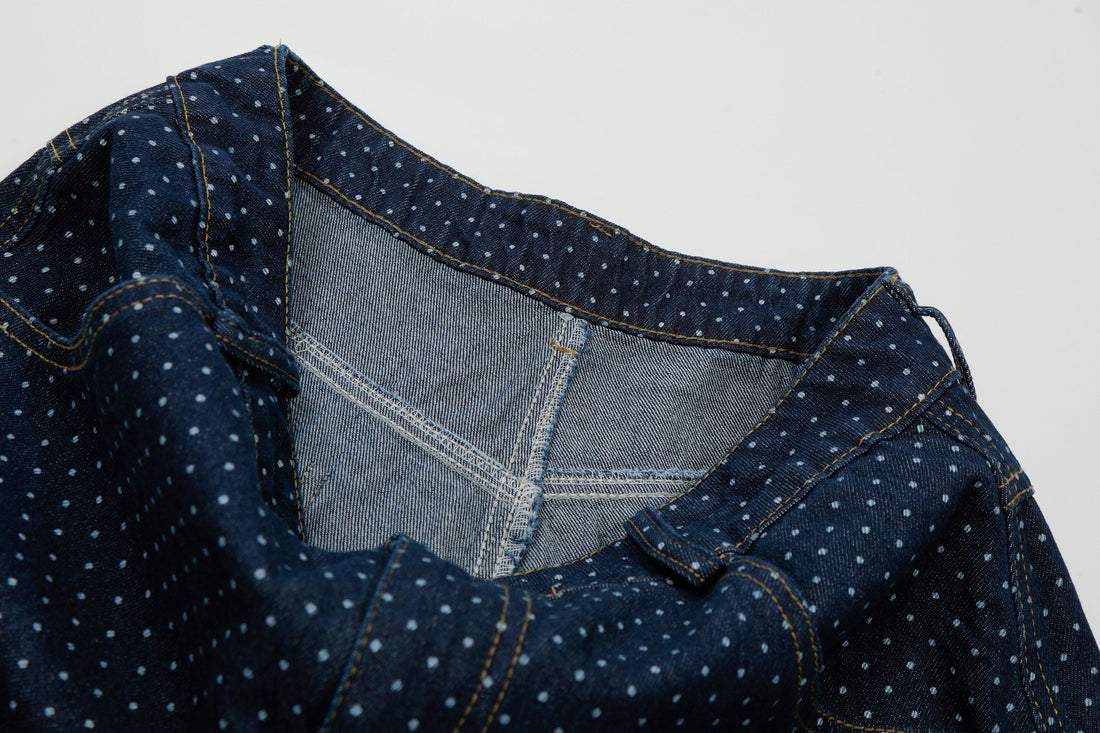 3-6-5.shop Polka Dot Denim Cargo Shorts