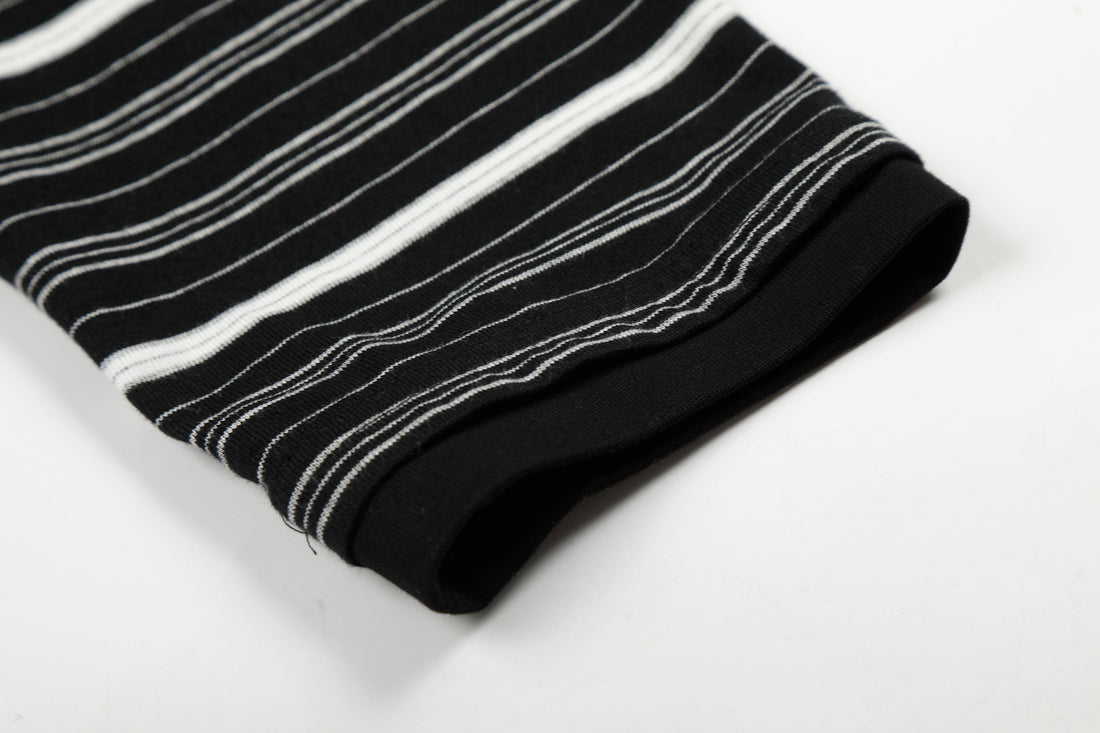 3-6-5.shop Striped Henley Long Sleeve Tee
