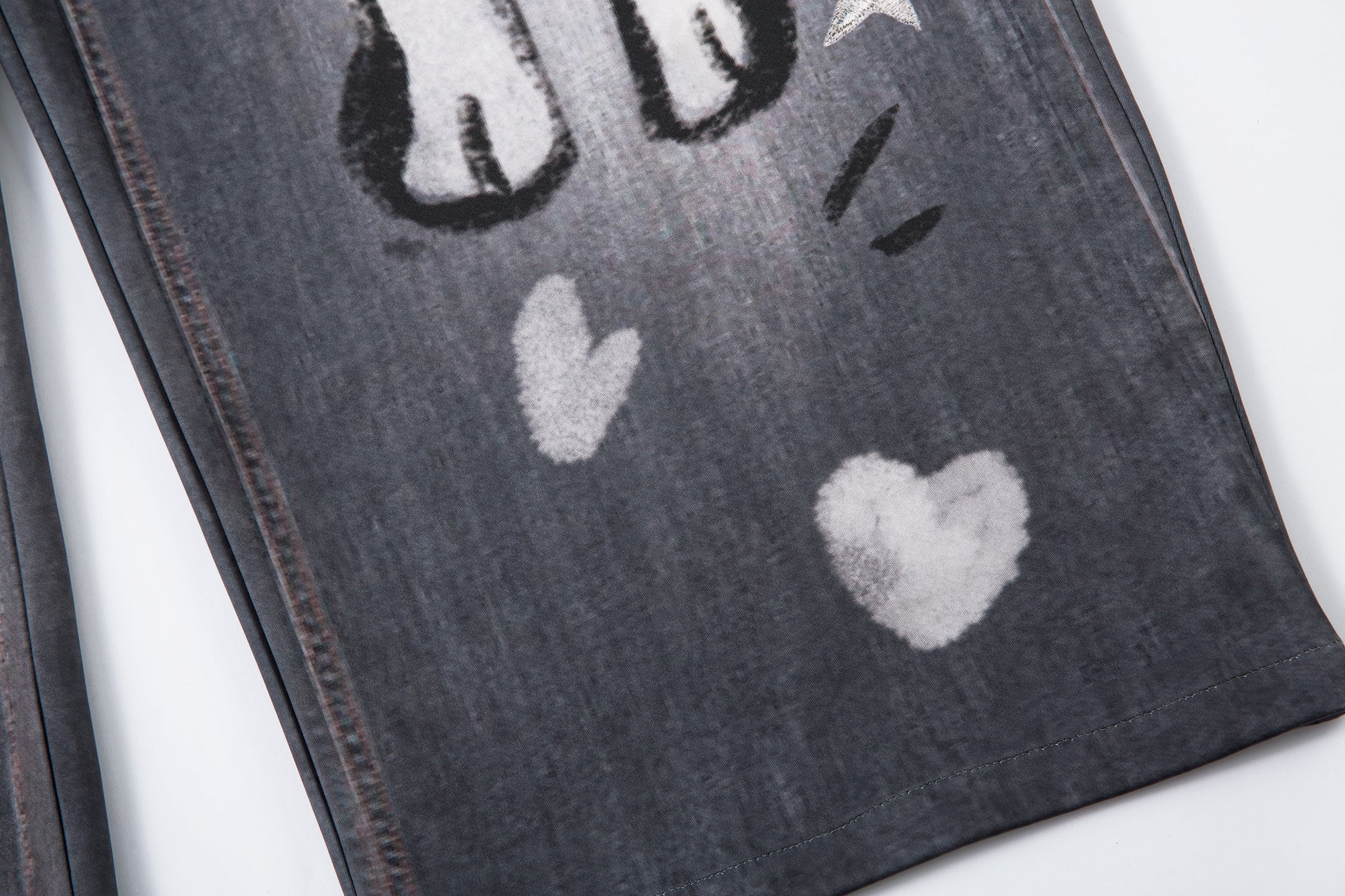 3-6-5.shop Cat Print Barrel Denim Pants