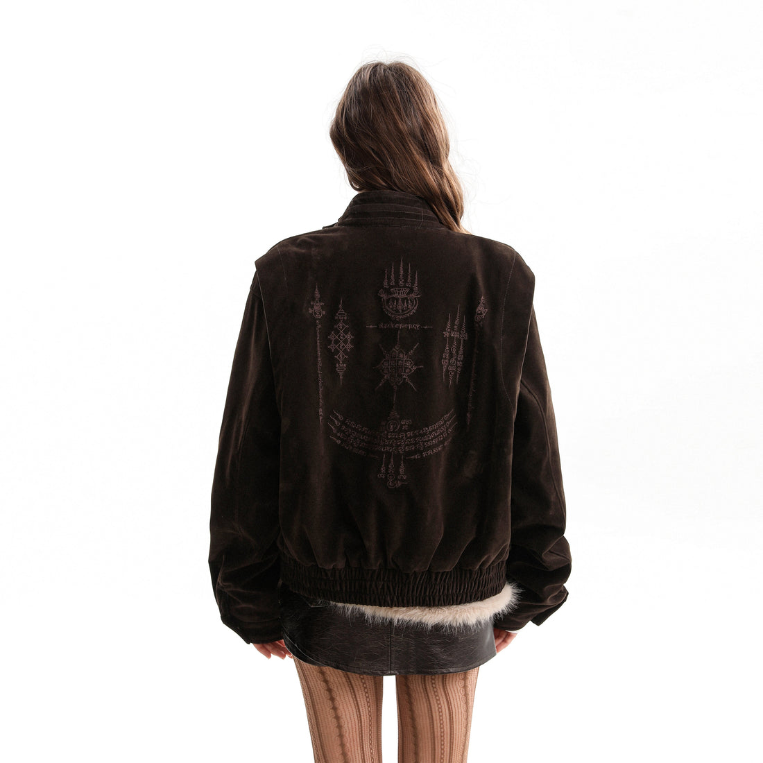 3-6-5.shop Embroidered Suede Metal Clasp Jacket