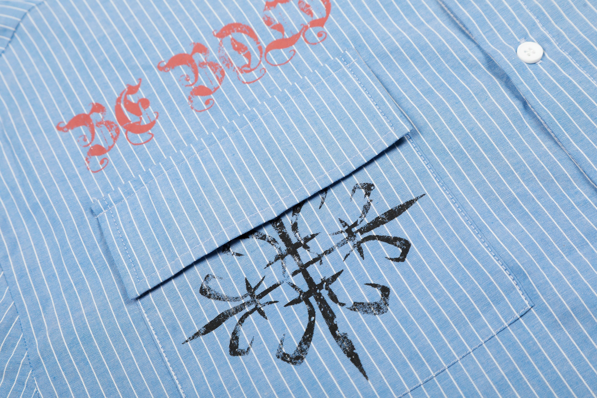 3-6-5.shop Striped Graphic Button-Up Shirt