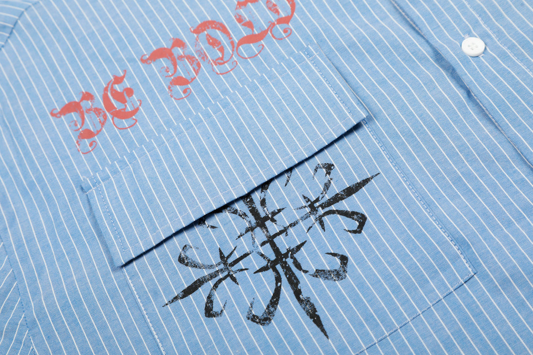 3-6-5.shop Striped Graphic Button-Up Shirt