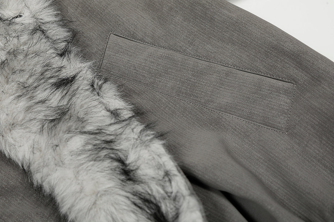 3-6-5.shop Faux Fur Trim High-Neck Bomber Jacket