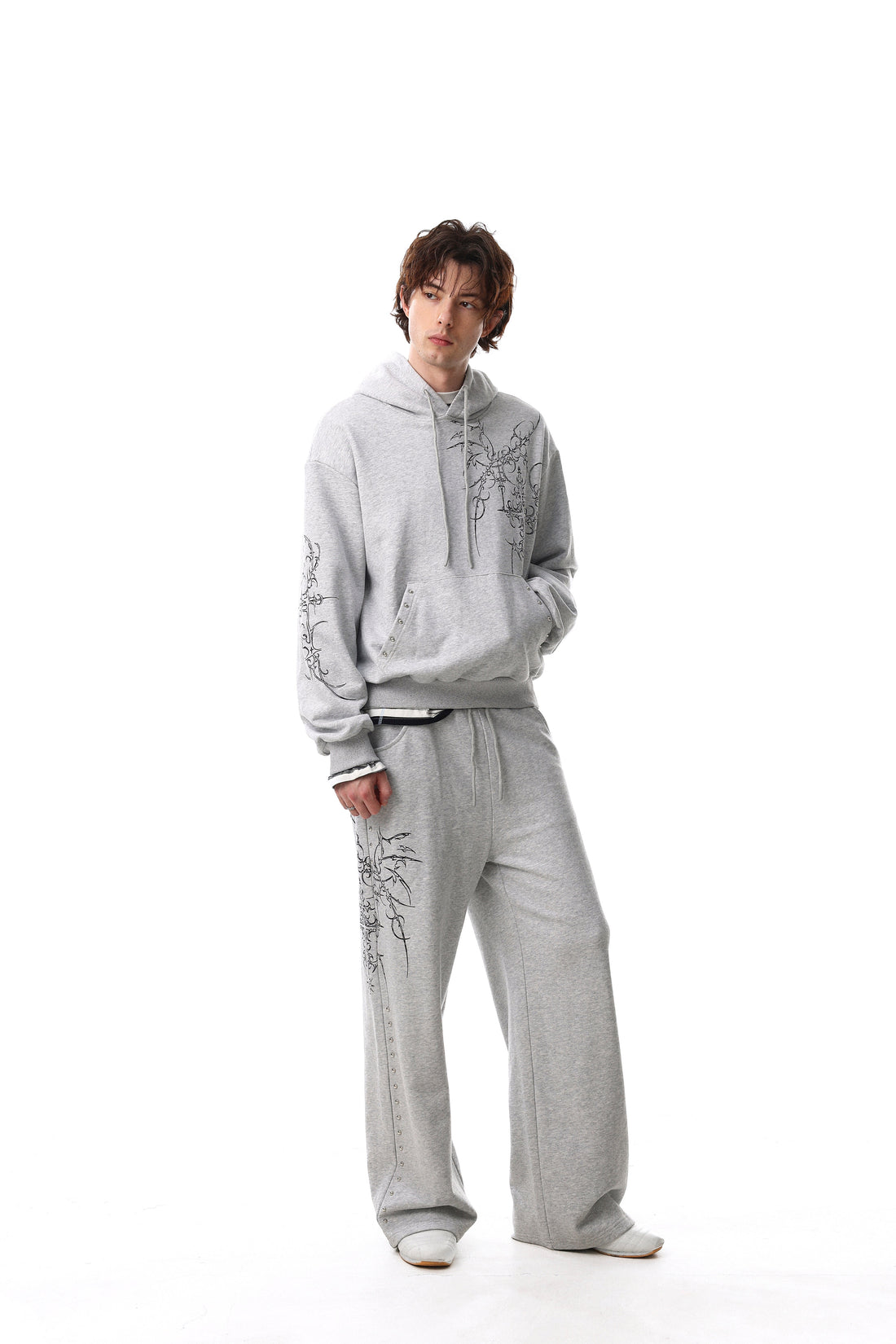 3-6-5.shop Gothic Line Graphic Wide-Leg Sweatpants