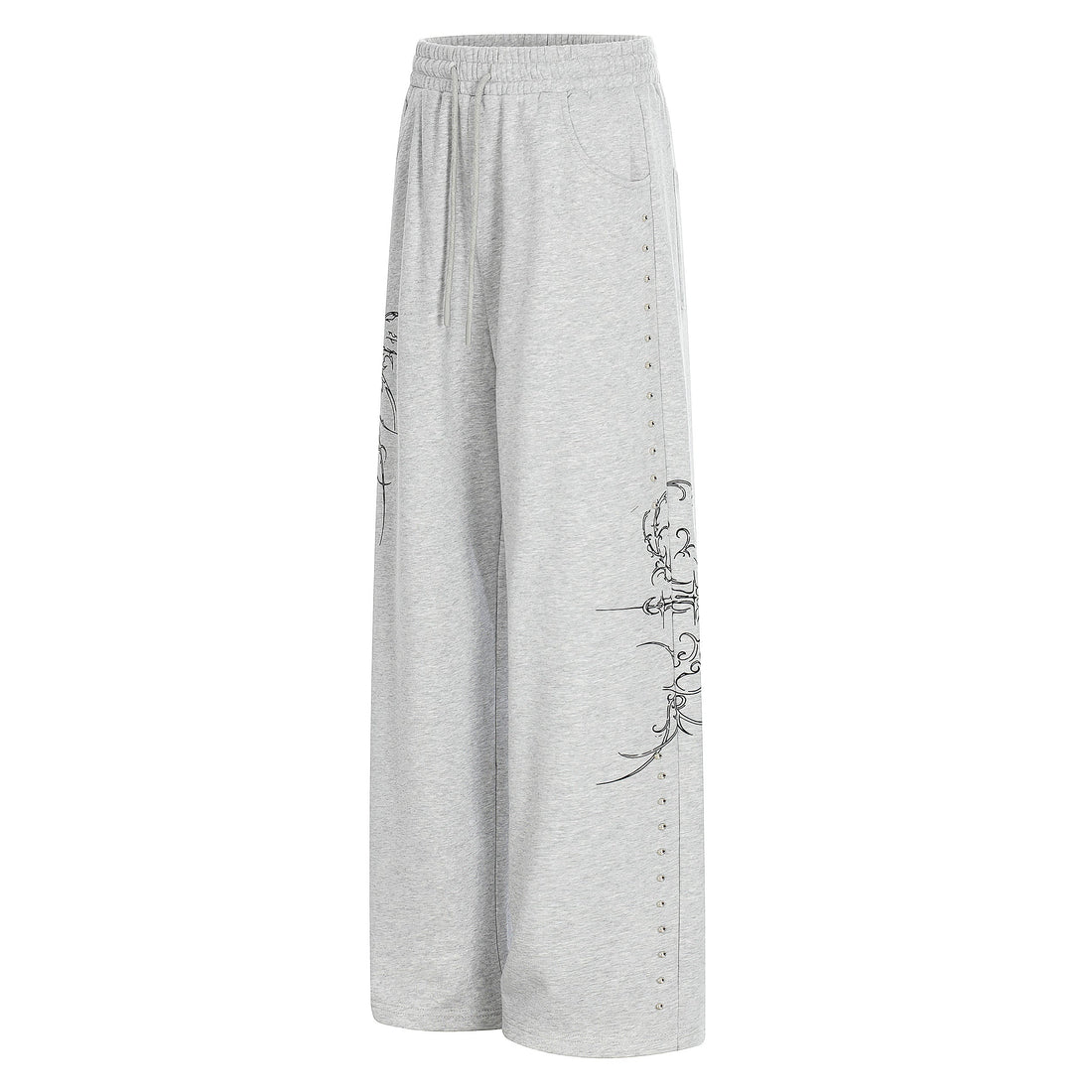 3-6-5.shop Gothic Line Graphic Wide-Leg Sweatpants