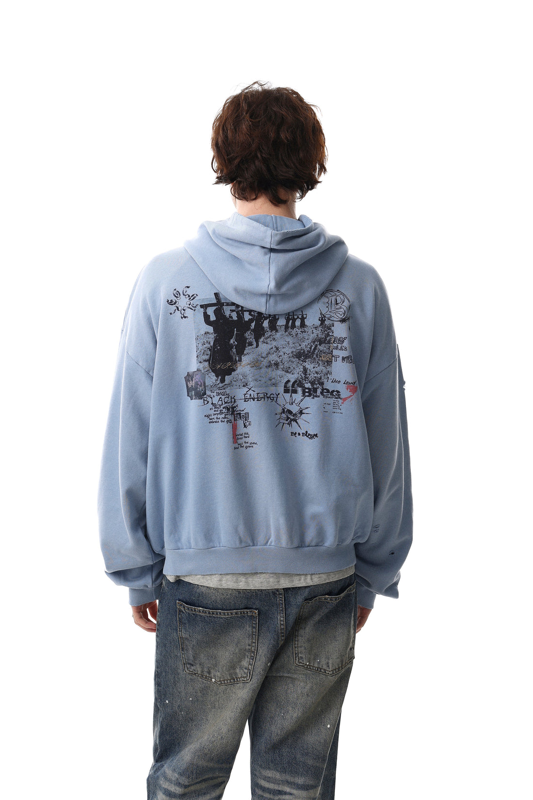 3-6-5.shop Collage Graphic Zip-Up Hoodie