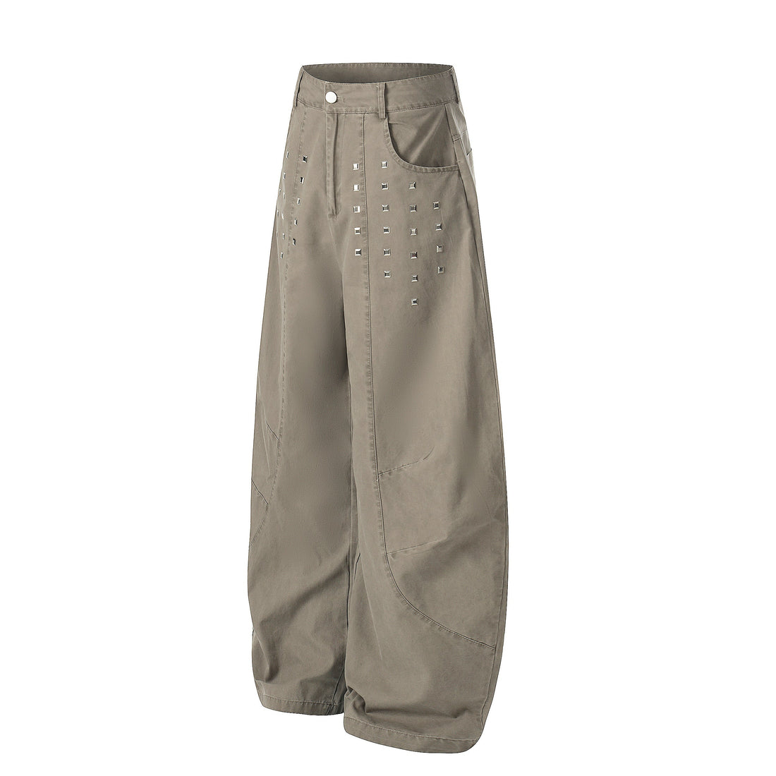 3-6-5.shop Stud Detail Wide-Leg Pants