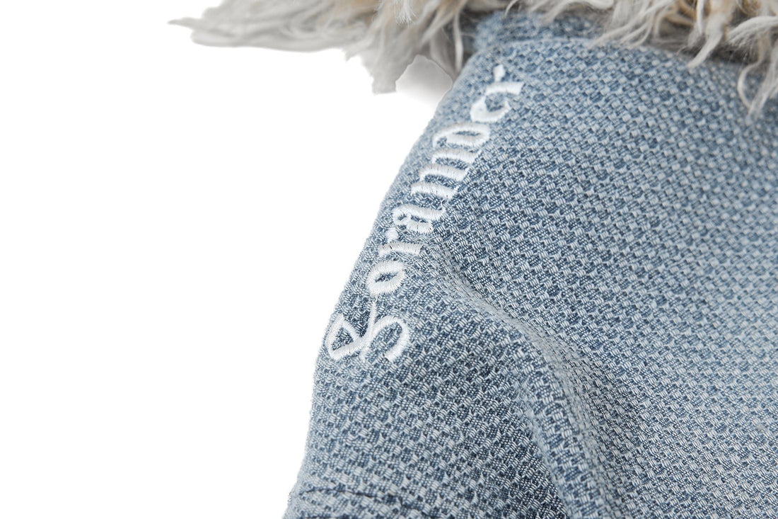 3-6-5.shop Fur-Trim Washed Hooded Jacket