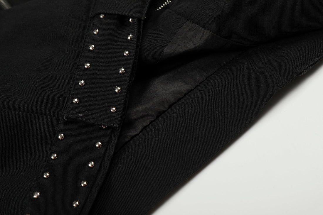 3-6-5.shop Rivet-Belted Cropped Rider Jacket