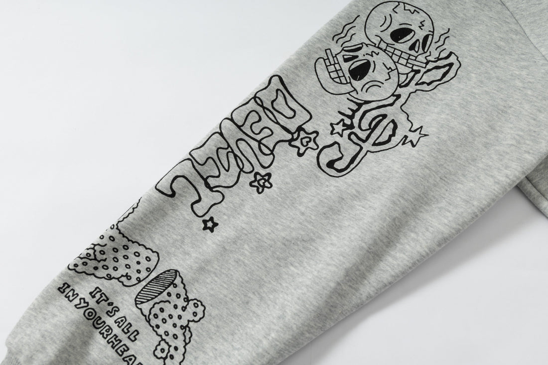3-6-5.shop Doodle Graphic Zip Hoodie