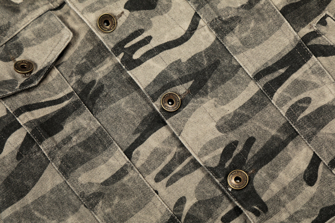 3-6-5.shop Camo Badge Denim Jacket