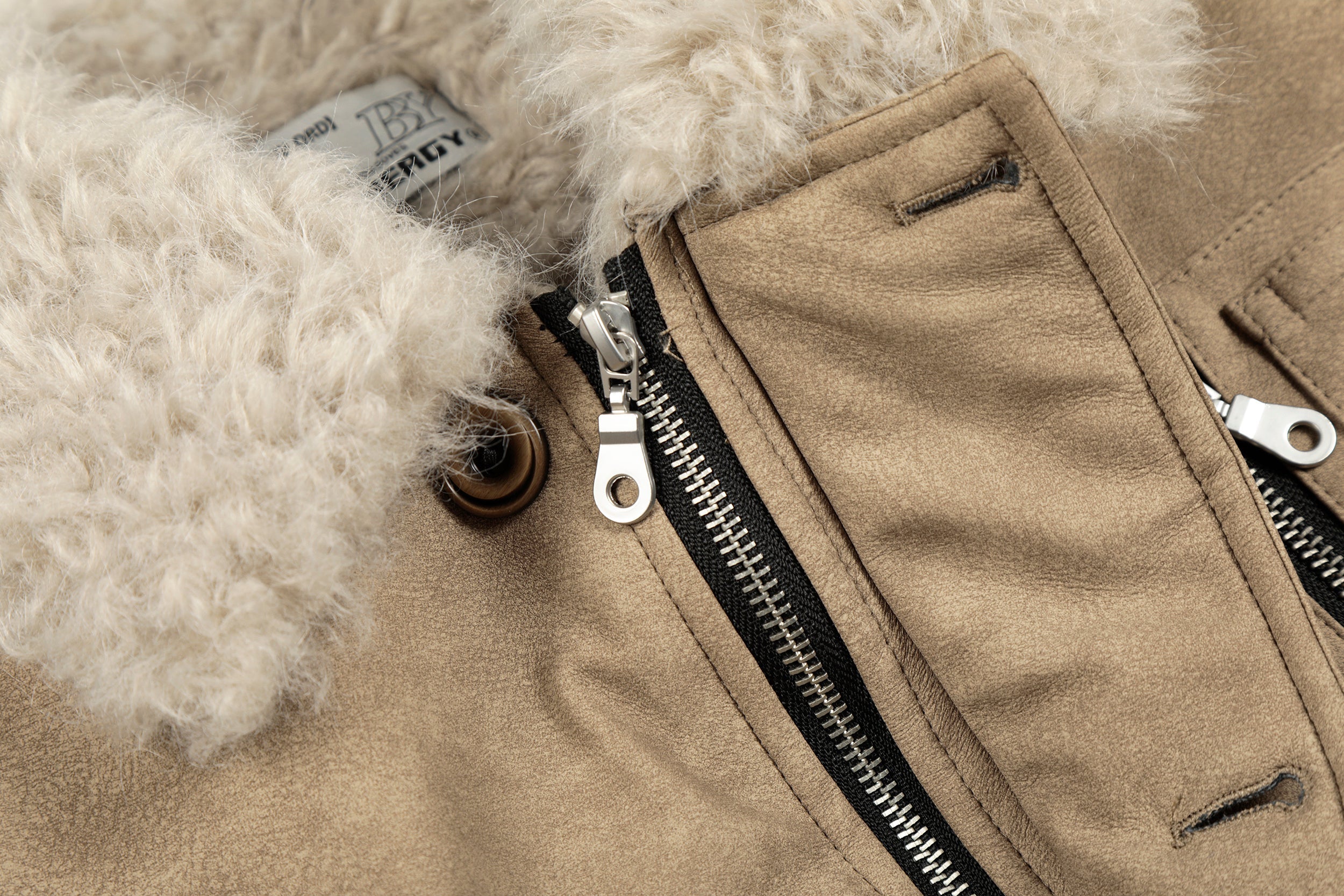 3-6-5.shop Faux Shearling Collar PU Jacket