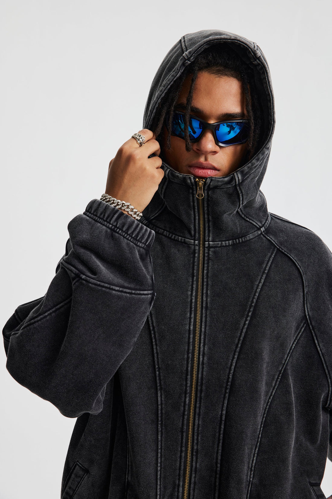 3-6-5.shop Curved-Seam Full-Zip Hoodie