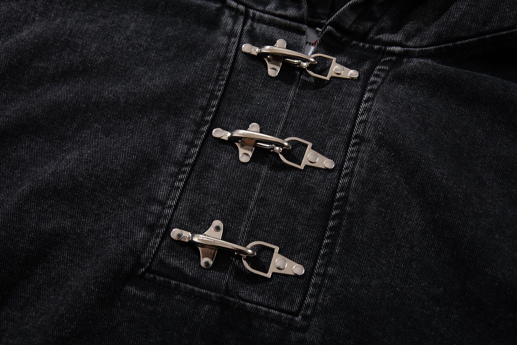 3-6-5.shop Toggle-Front Washed Denim Hoodie