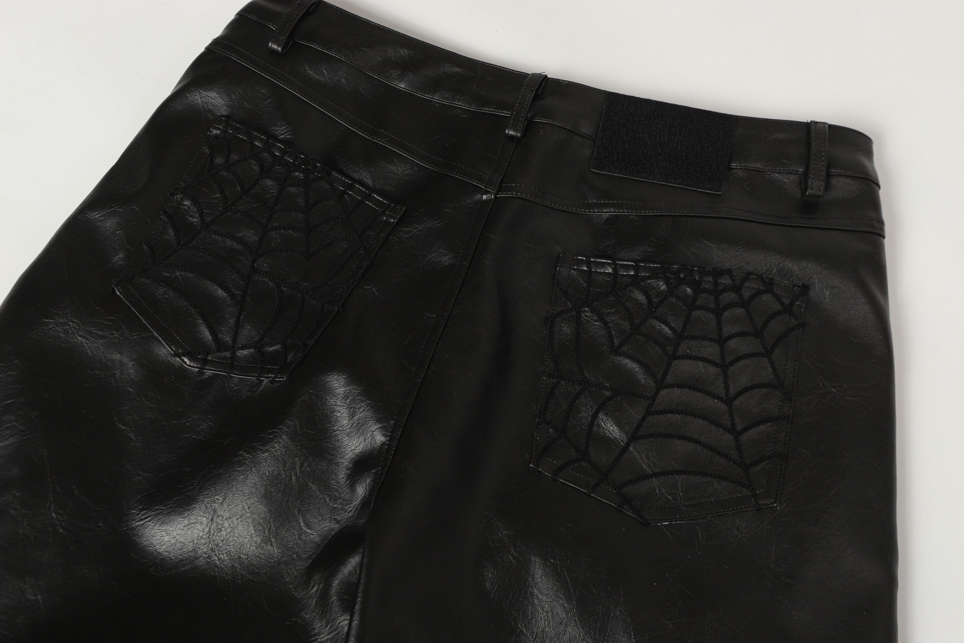 3-6-5.shop Web Embossed PU Wide-Leg Pants