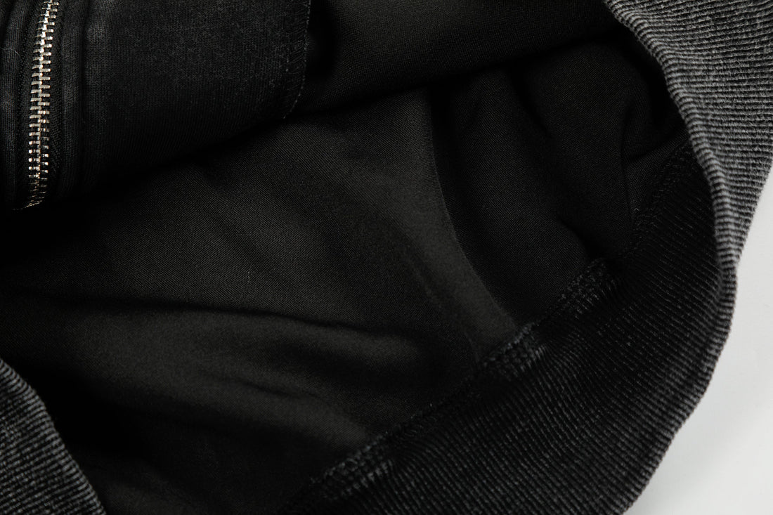 3-6-5.shop Distressed Graphic Zip Hoodie