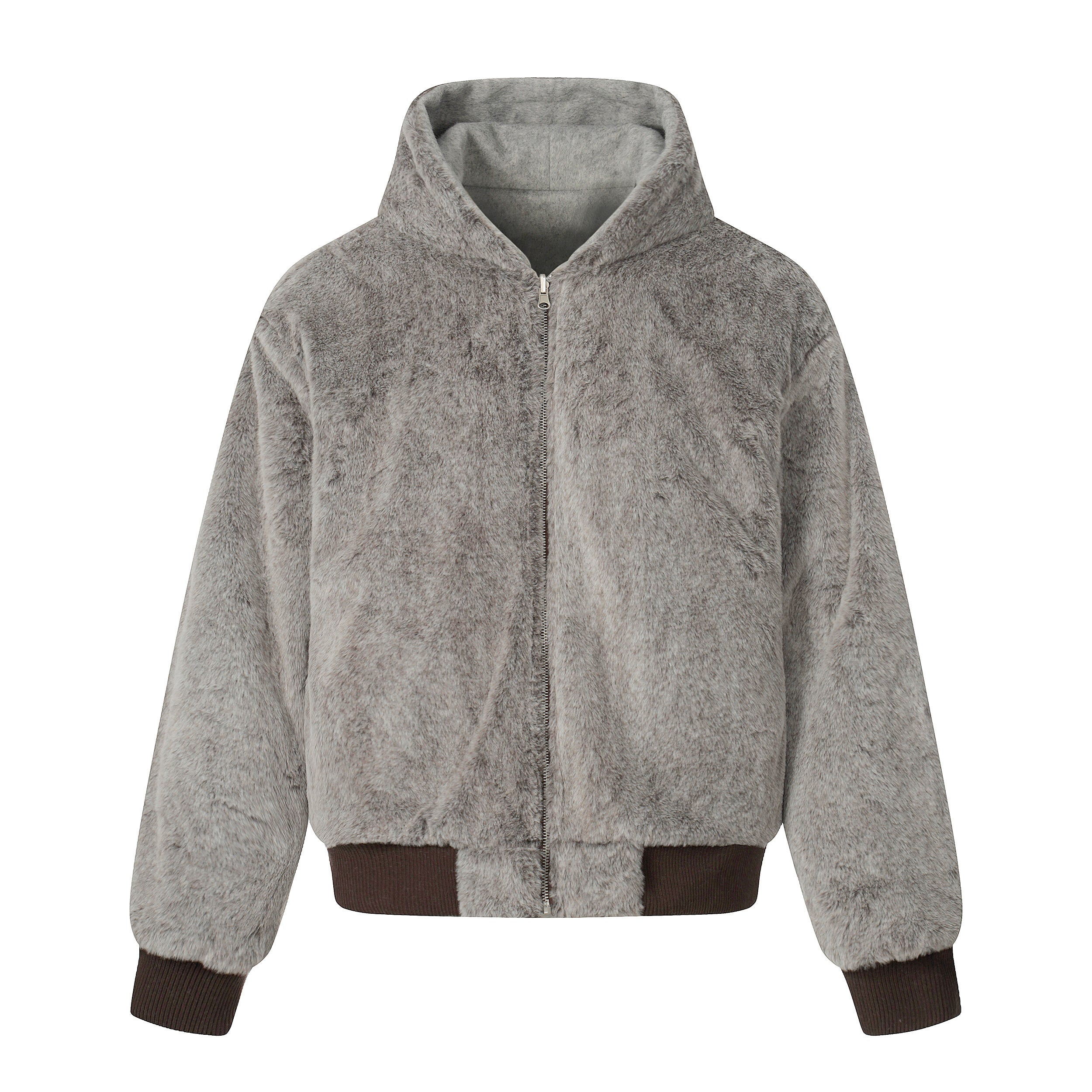 3-6-5.shop Wool Blend Fleece Hooded Bomber Jacket