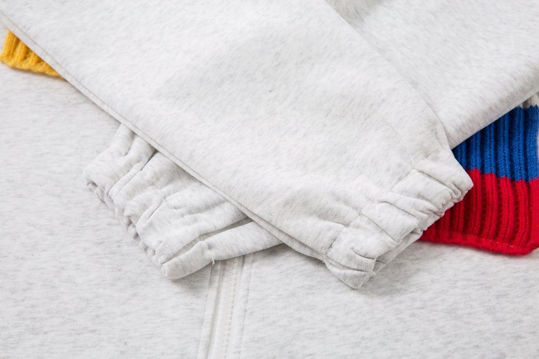 3-6-5.shop Color-Block Scarf Hooded Zip Jacket