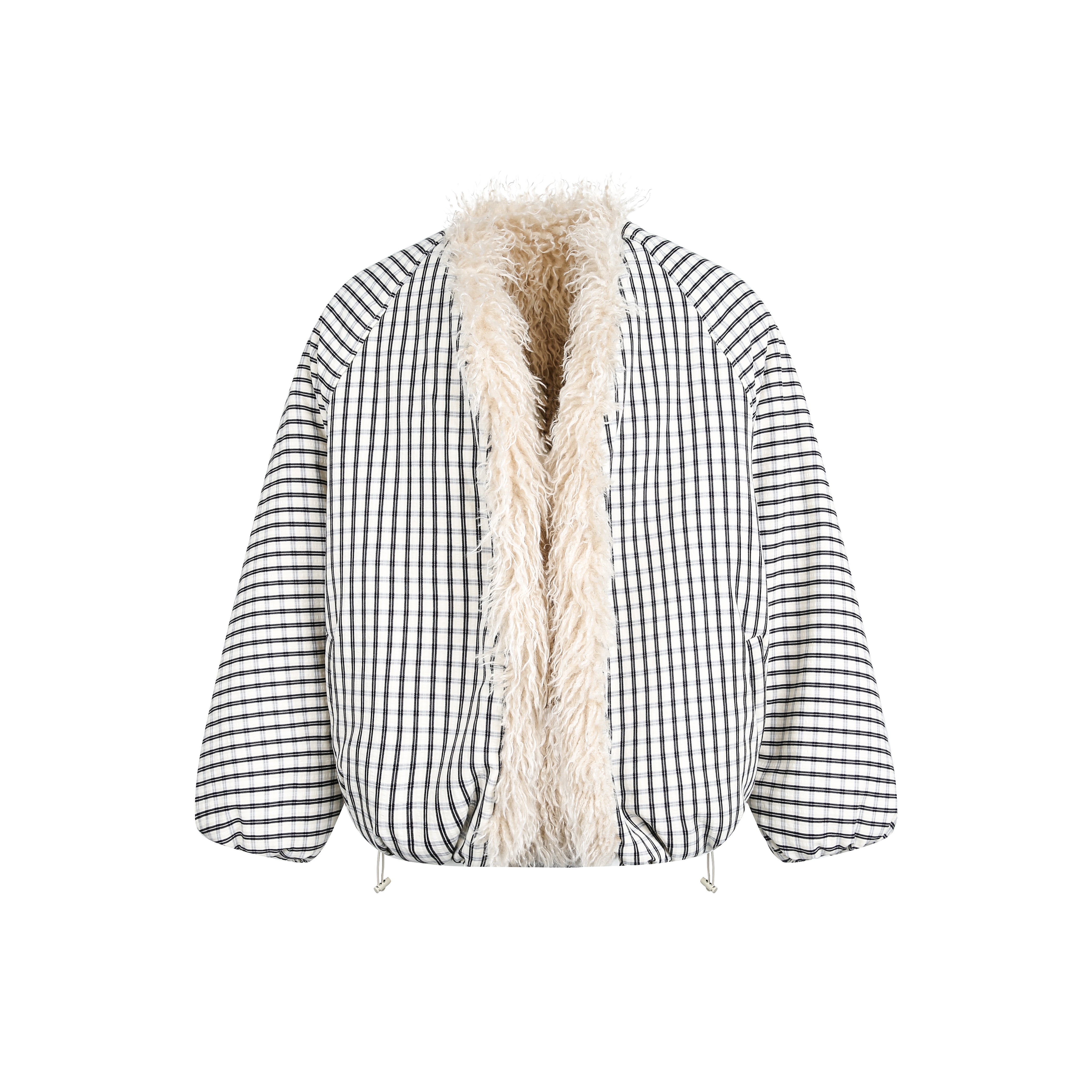 3-6-5.shop Checkered Faux-Fur Lined Jacket
