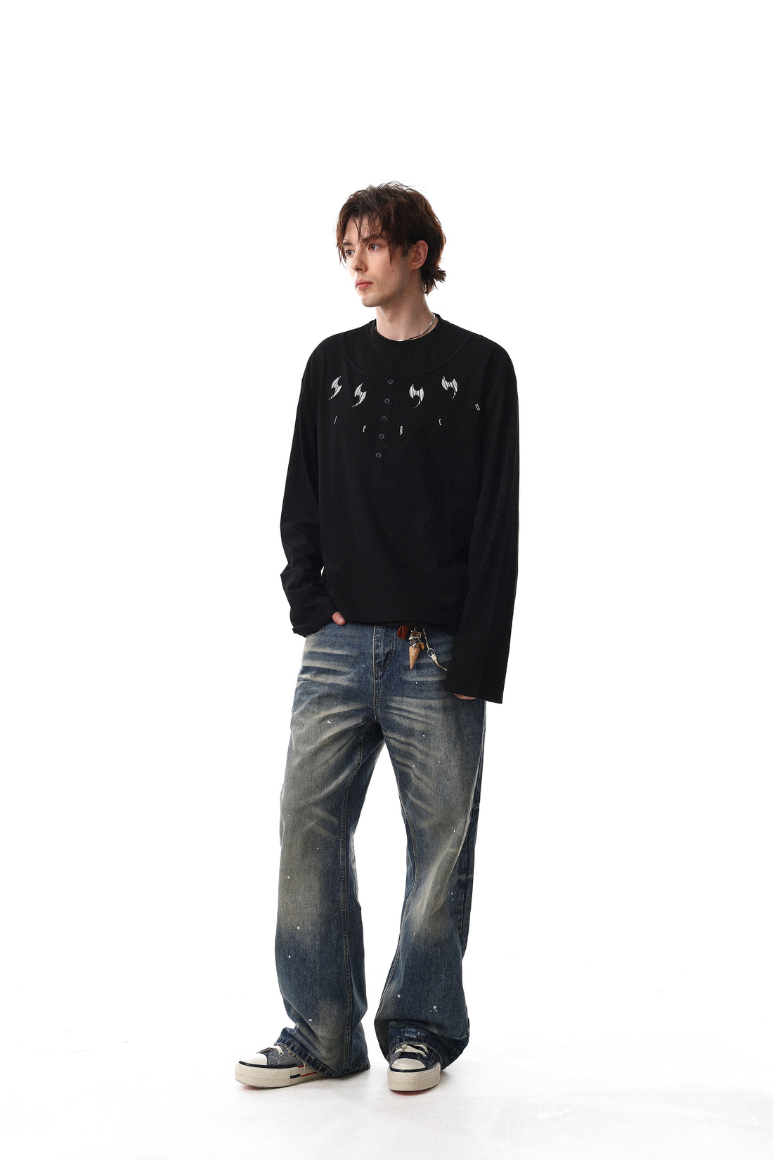 3-6-5.shop Graphic Henley Long Sleeve Tee