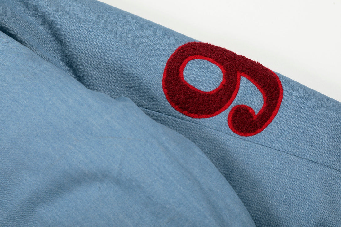 3-6-5.shop “97 Denim Varsity Hooded Jacket”