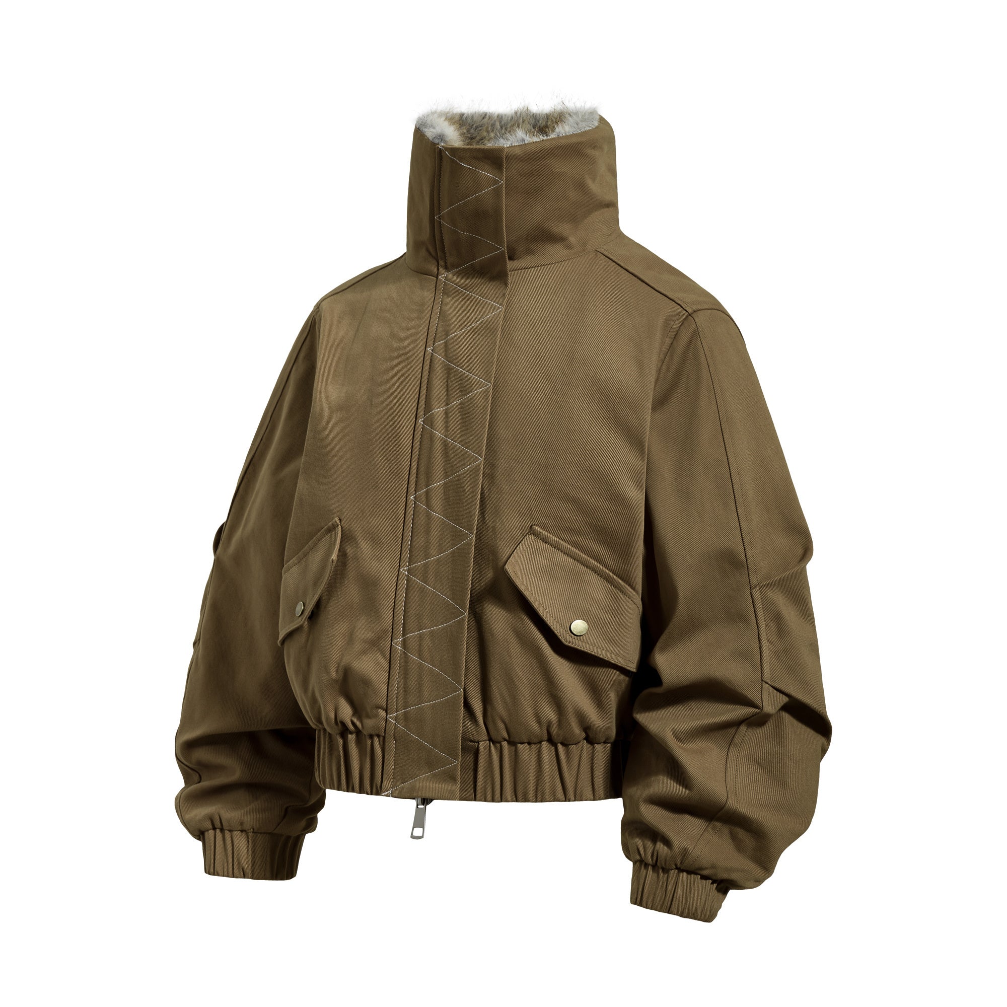 3-6-5.shop Fur-Lined High-Neck Cotton Jacket