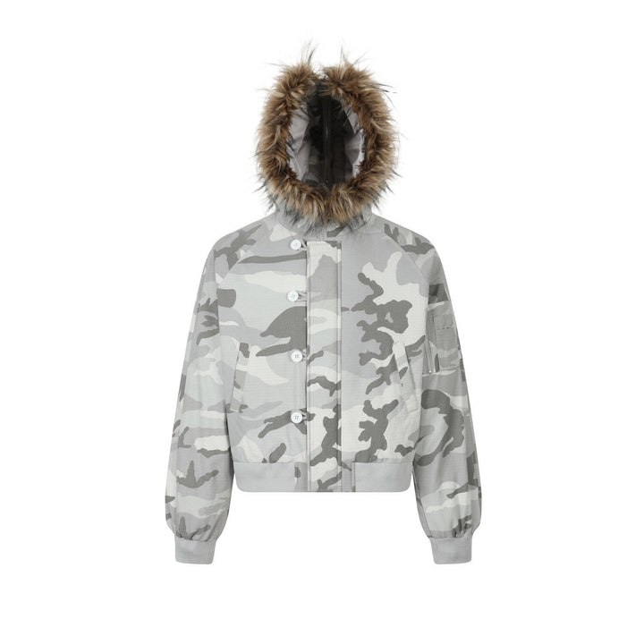 3-6-5.shop Camo Fur-Hood Puffer Jacket