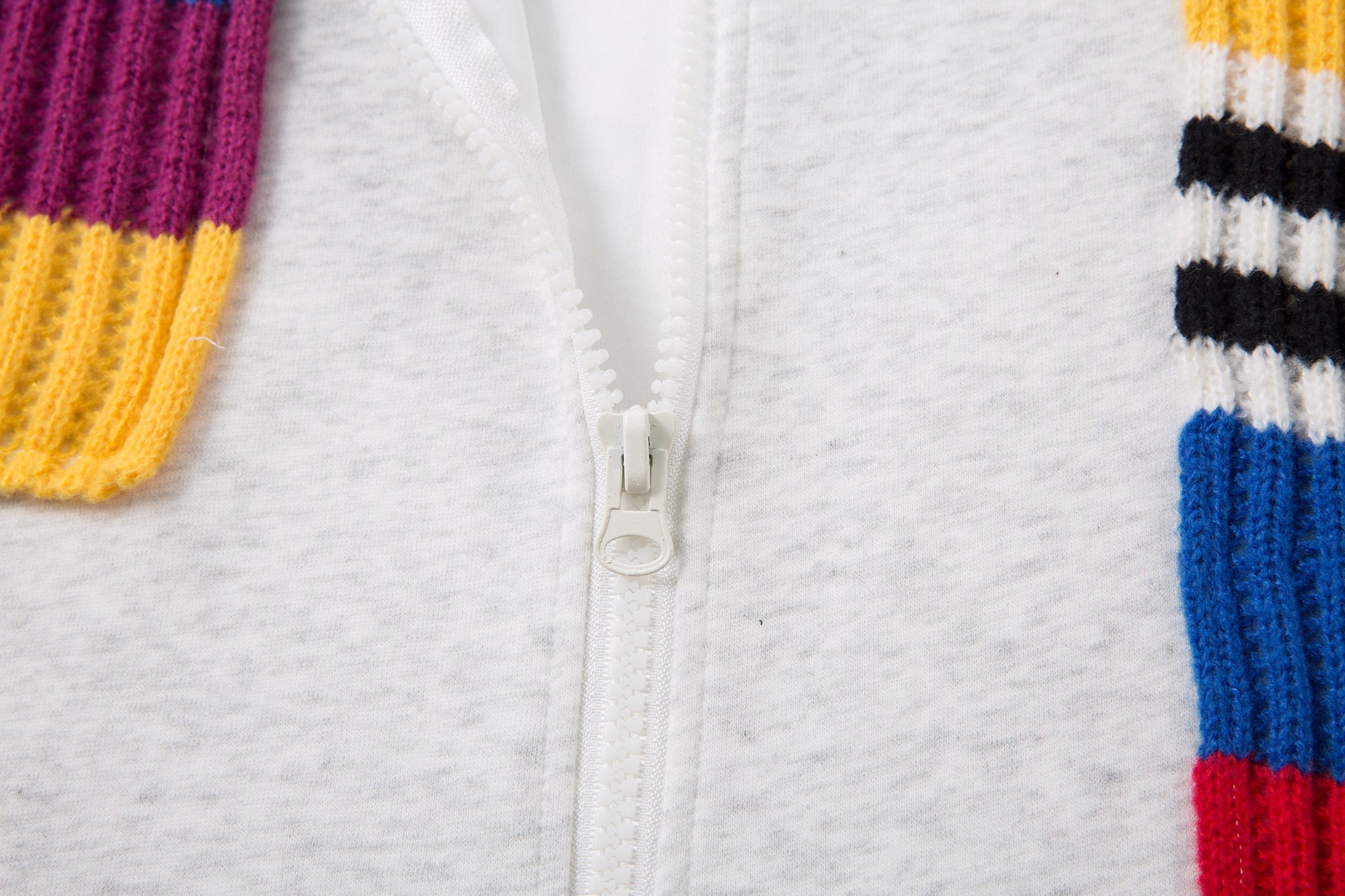 3-6-5.shop Color-Block Scarf Hooded Zip Jacket