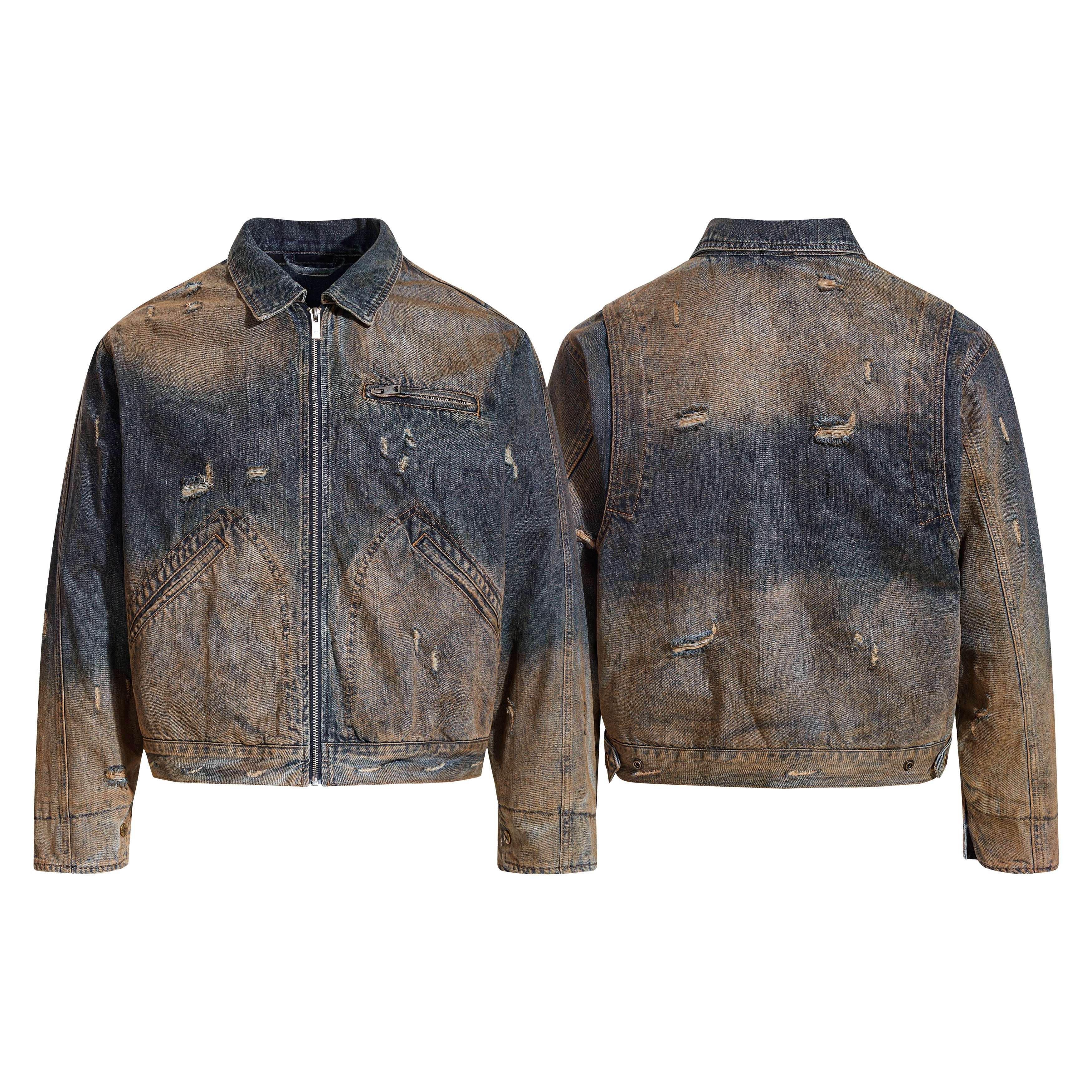 3-6-5.shop Vintage Distressed Denim Jacket