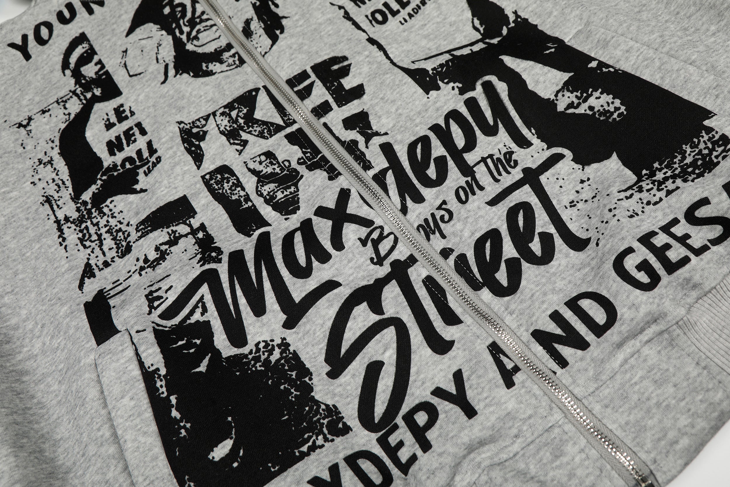 3-6-5.shop Street Manifesto Graphic Zip Hoodie