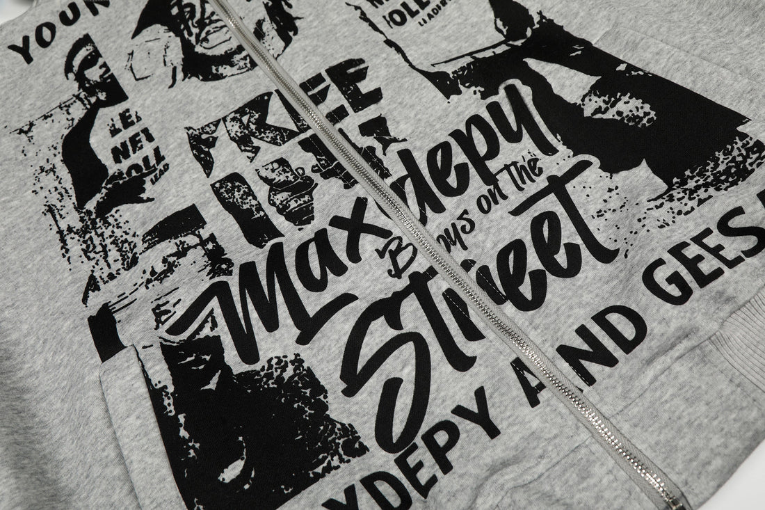 3-6-5.shop Street Manifesto Graphic Zip Hoodie