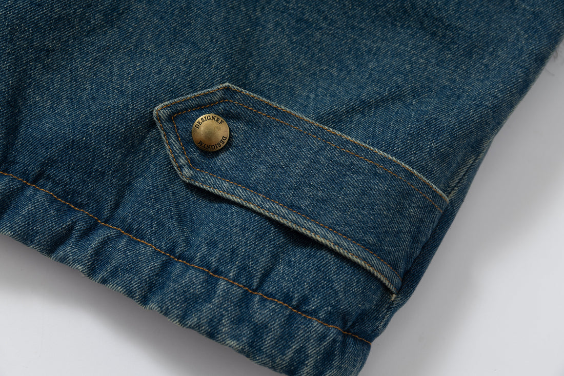 3-6-5.shop Faux-Fur Collar Denim Jacket