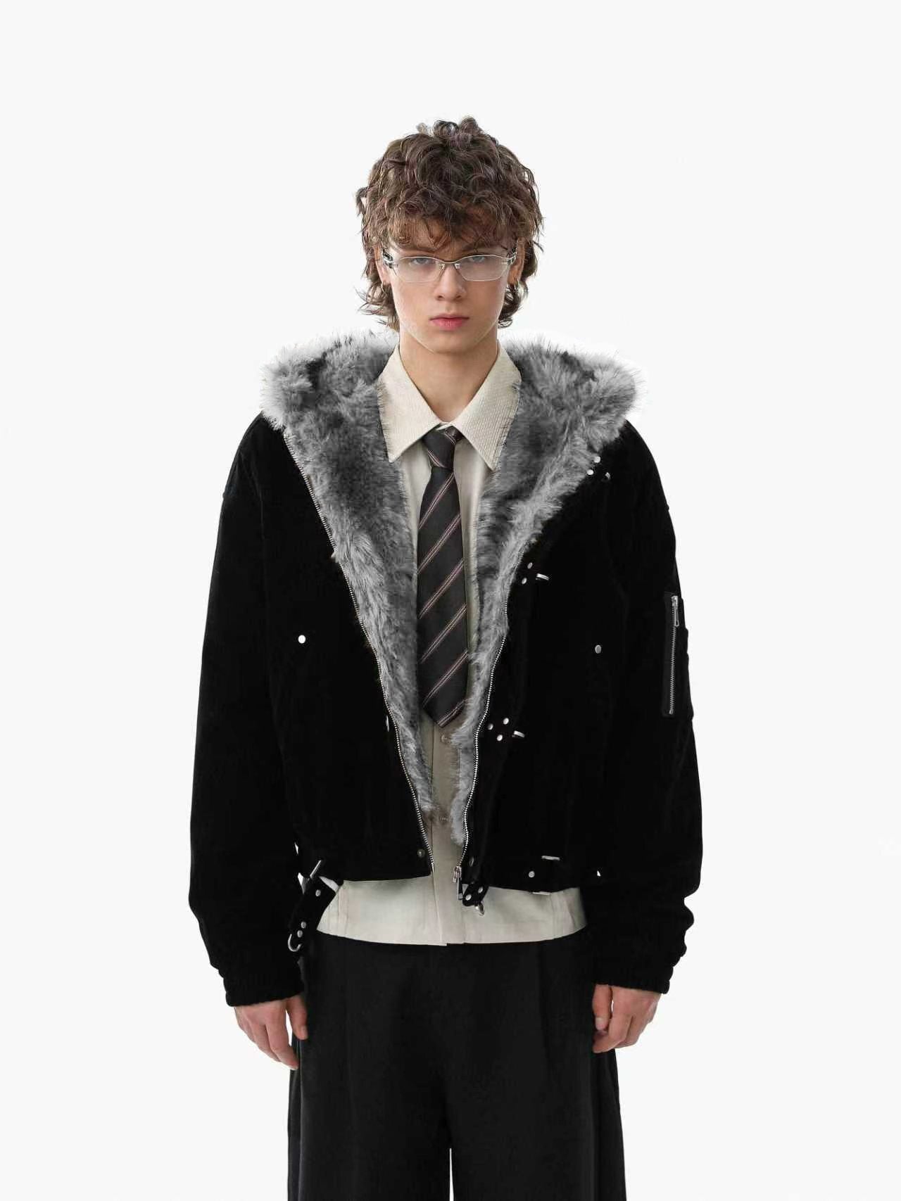 3-6-5.shop Faux Suede Fur-Lined Jacket