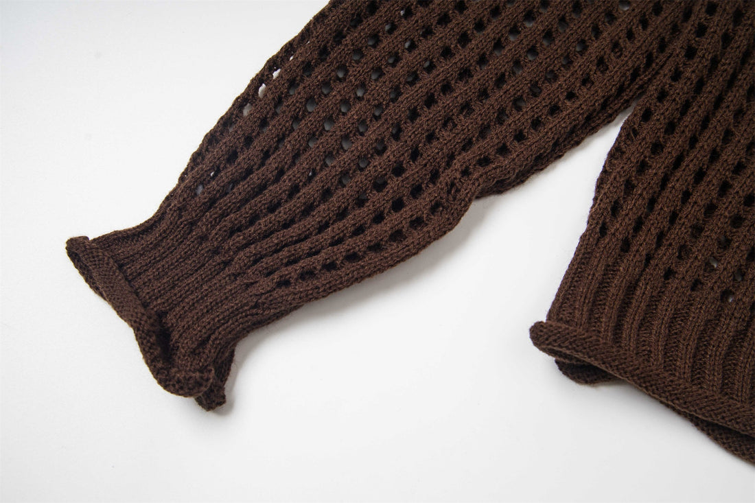 3-6-5.shop Hollow Knit Crewneck Sweater