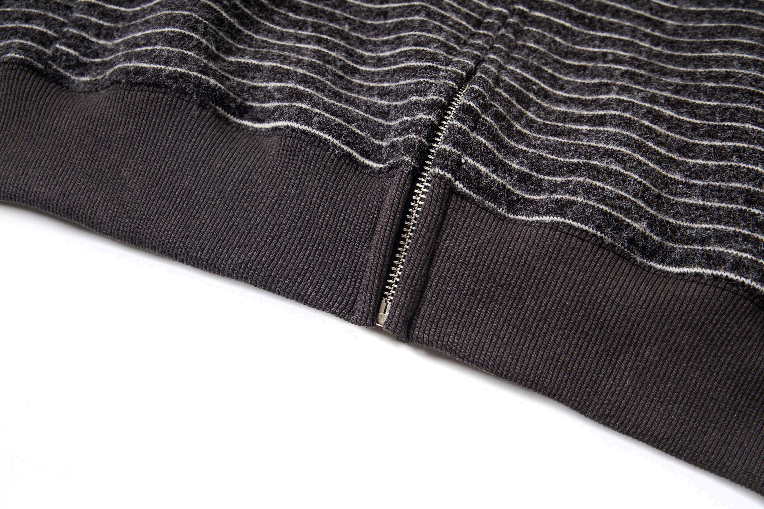 3-6-5.shop Striped Knit Zip Hoodie