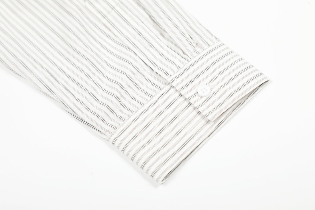 3-6-5.shop Striped Logo Button-Up Shirt